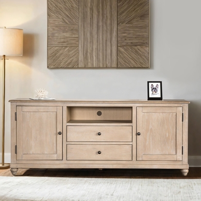 Furniture Of America Chesapeake Transitional Light White Wash 72" Tv Stand Model FM49000AK-TV