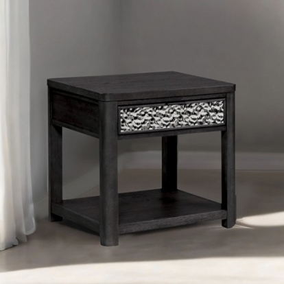 Furniture Of America Sterling West Modern Contemporary Engineered Wood, Rubberwood, Stainless Steel, White Oak Veneer Ash Gray End Table | FM49001ES-E
