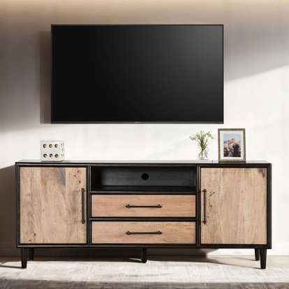 Furniture Of America Lakeside Modern Farmhouse Light White Wash 72" Tv Stand Model FM49003BK-TV