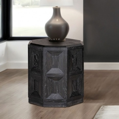 Furniture Of America Hatton Cross Modern Contemporary Engineered Wood, Rubberwood, White Oak Veneer Black End Table | FM49011BK-E