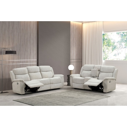 Furniture Of America Sandbach Contemporary Light Gray Manual Reclining Loveseat With Console Model FM6013LG-LV-M