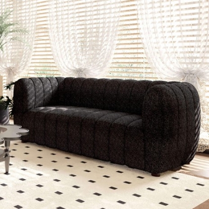 Furniture Of America Aversa Contemporary Boucle, Solid Wood, Others Black Loveseat | FM61002BK-LV
