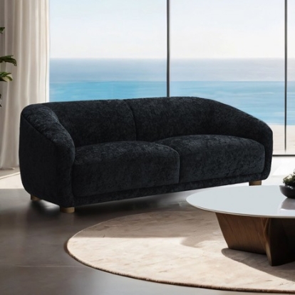 Furniture Of America Kolvere Contemporary Chenille, Foam, Solid Wood, Others Black Loveseat | FM61006BK-LV