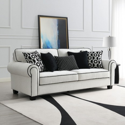 Furniture Of America Viviani Transitional Chenille, Foam, Solid Wood, Others White Sofa | FM61007WH-SF