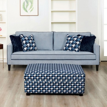 Furniture Of America Colindale Transitional Engineered Wood, Fabric, Foam, Solid Wood Gray/Blue Sofa | FM61111BL-SF