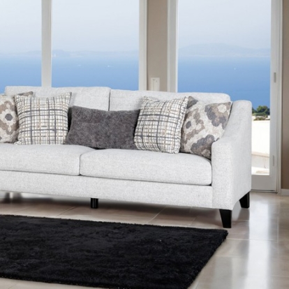 Furniture Of America Turnham Transitional Engineered Wood, Fabric, Foam, Solid Wood White/Black Sofa | FM61112WH-SF