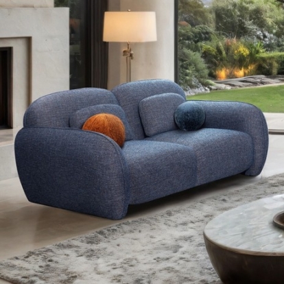 Furniture Of America Previti Contemporary Chenille, Foam, Solid Wood, Others Denim Blue Loveseat | FM61117BL-LV