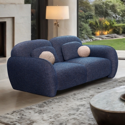 Furniture Of America Previti Contemporary Denim Blue Loveseat Model FM61117BL-LV