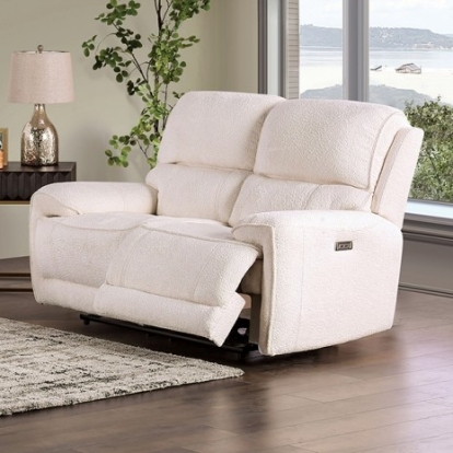 Furniture Of America Morcote Transitional Boucle, Solid Wood, Others Beige Power Loveseat | FM62001BG-LV-PM
