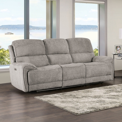 Furniture Of America Morcote Transitional Light Gray Power Sofa Model FM62001LG-SF-PM