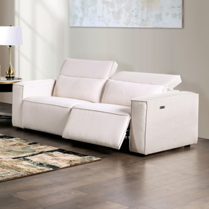 Furniture Of America Treharris Contemporary Fabric, Solid Wood, Others White Power Loveseat | FM62002WH-LV-PM-PK