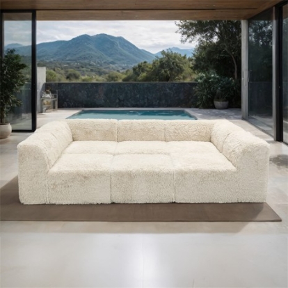Furniture Of America Nappi Contemporary Compressed Foam, Faux Fur Sand Daybed (Compressed Foam) | FM62102BG-BED