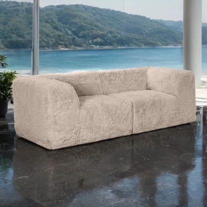 Furniture Of America Nappi Contemporary Compressed Foam, Faux Fur Taupe Loveseat (Compressed Foam) | FM62102TP-LV-PK