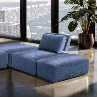 Furniture Of America Stavanger Contemporary Blue L-Sectional Model FM63001BL-F