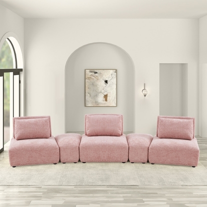 Furniture Of America Stavanger Contemporary Pink Curved 3-Seater Model FM63001PK-G