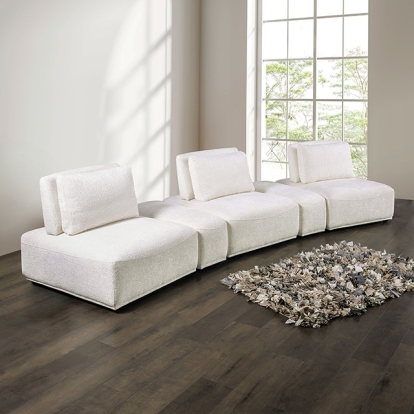 Furniture Of America Stavanger Contemporary White Curved 3-Seater Model FM63001WH-G