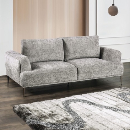 Furniture Of America Gladbach Contemporary Chenille, Metal, Solid Wood, Others Gray Sofa | FM63007GY-SF