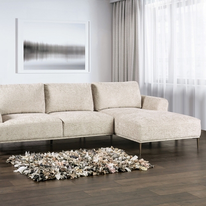 Furniture Of America Gladbach Contemporary Light Brown Sectional, Right Chaise Model FM63007LB-SECT-R
