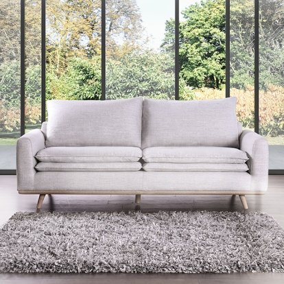 Furniture Of America Monthey Mid-Century Modern Oak-Light Gray Sofa Model FM63008OA-LG-SF