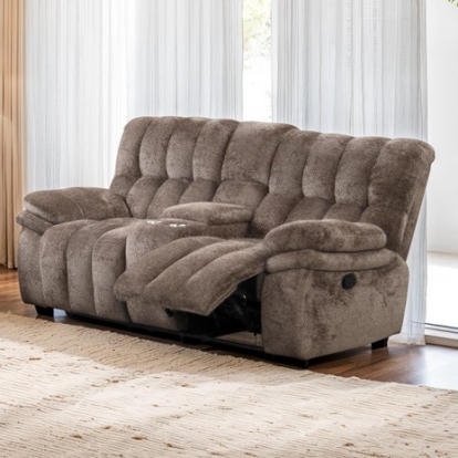 Furniture Of America Hieronymus Transitional Fabric, Foam, Metal Dark Brown Manual Loveseat | FM64001DB-LV-M