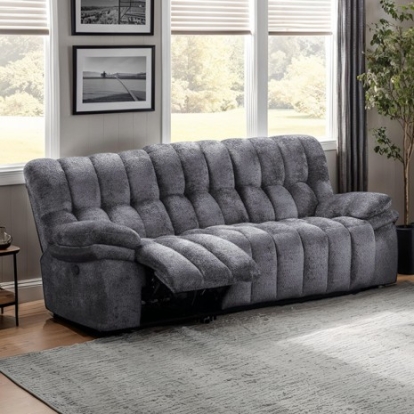 Furniture Of America Hieronymus Transitional Fabric, Foam, Metal Dark Gray Manual Sofa | FM64001DG-SF-M