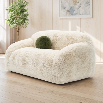 Furniture Of America Darwen Contemporary Faux Fur Sand Loveseat | FM64006BG-LV