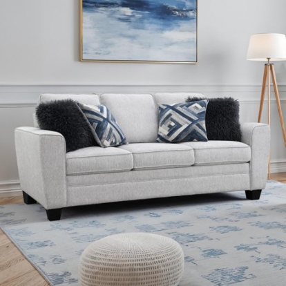 Furniture Of America Enea Transitional Chenille, Faux Fur, Wood Light Gray Sofa | FM64009LG-SF
