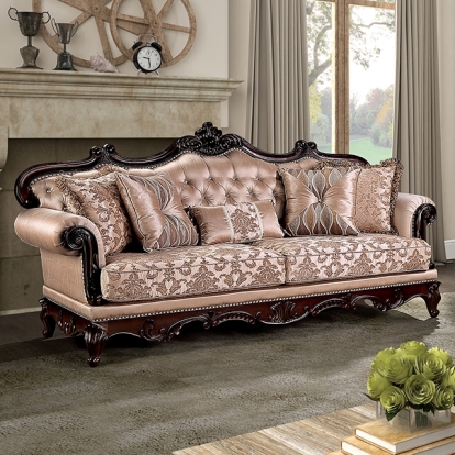 Furniture Of America Veracruz Traditional Dark Cherry-Light Brown Sofa Model FM65002BR-SF