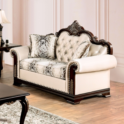 Furniture Of America Yucatan Traditional Dark Cherry/Beige Loveseat Model FM65004BG-LV-PK