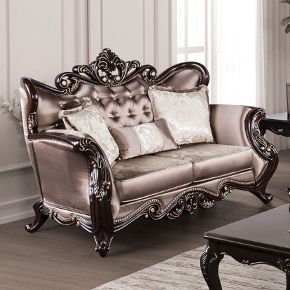 Furniture Of America Albacete Traditional Dark Cherry/Brown Loveseat Model FM65006BR-LV