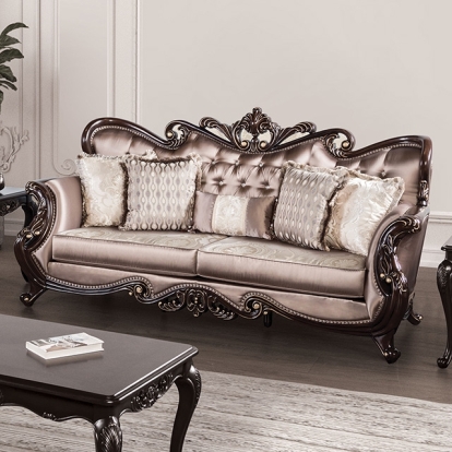Furniture Of America Albacete Traditional Dark Cherry/Brown Sofa Model FM65006BR-SF