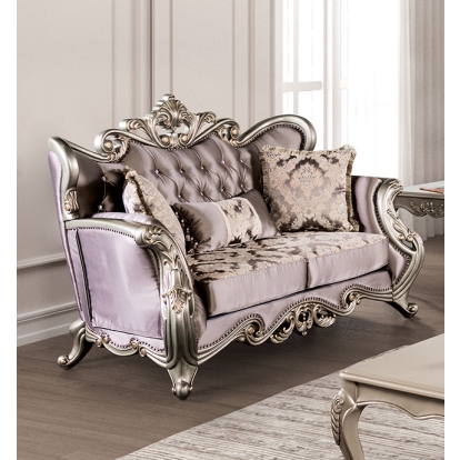 Furniture Of America Albacete Traditional Champagne-Purple Loveseat Model FM65006PR-LV