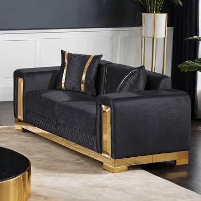 Furniture Of America Valdosta Glam Black-Gold Loveseat Model FM67001BK-LV