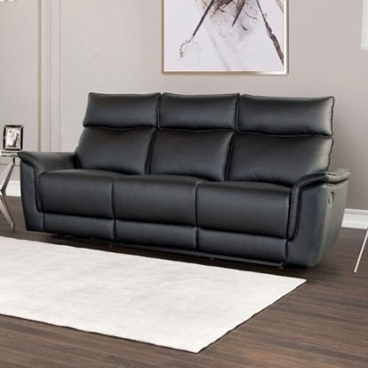 Furniture Of America Bienne Transitional Leather Match, Metal, Others Black Sofa Manual Recliner | FM69002BK-SF-M