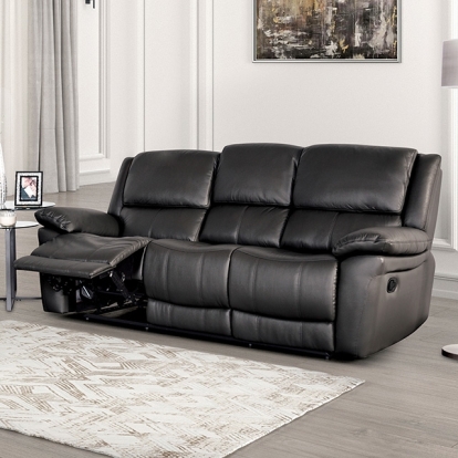 Furniture Of America Glarus Transitional Black Sofa Manual Recliner Model FM69003BK-SF-M