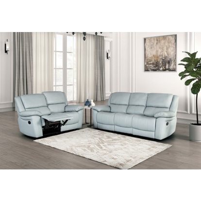 Furniture Of America Glarus Transitional Powder Blue Sofa Manual Recliner Model FM69003BL-SF-M