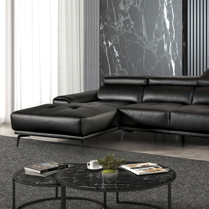 Furniture Of America Vadso Contemporary Black Sectional, Left Chaise Model FM69005BK-SECT-L