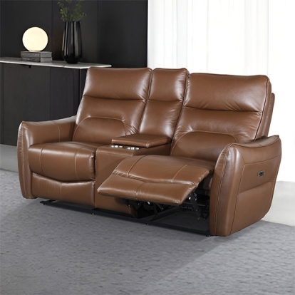 Furniture Of America Terentius Contemporary Caramel Brown Power Loveseat Model FM69006BR-LV-PM