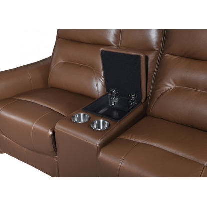 Furniture Of America Terentius Contemporary Caramel Brown Power Loveseat Model FM69006BR-LV-PM