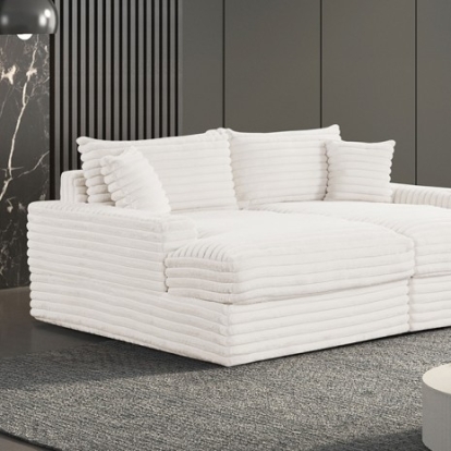 Furniture Of America Tavedestrand Contemporary Engineered Wood, Fabric, Metal White Double Chaise Sofa | FM6900WH-PK