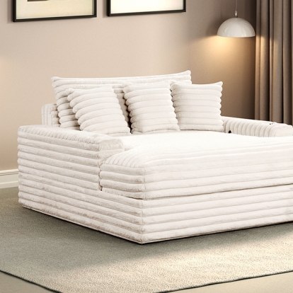 Furniture Of America Veyrier Contemporary White 2 Arm Chaise Model FM6901WH-CE
