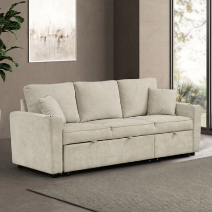 Furniture Of America Kendal Contemporary Engineered Wood, Fabric, Foam, Metal Beige Sleeper Sofa Sectional | FM6965BG-SF-PK