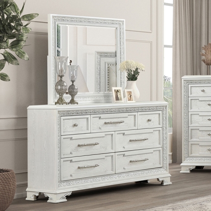 Furniture Of America Stella Mia Traditional Creamy White Dresser W-Jewelry Box Model FM70000WH-D