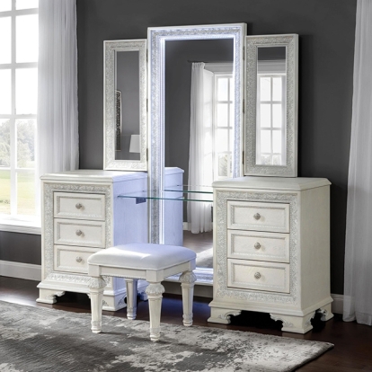 Furniture Of America Stella Mia Traditional Creamy White Vanity Set Model FM70000WH-V-SET