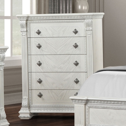 Furniture Of America Promenade Traditional Wire Brushed White Chest Model FM70001WH-C