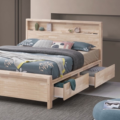 Furniture Of America Grange Transitional Engineered Wood, Solid Hardwood White Wash Bed | FM7109WH