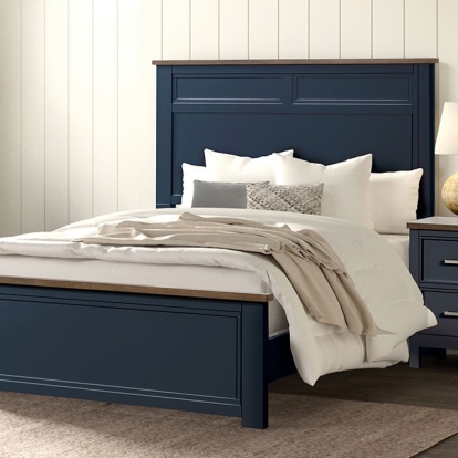 Furniture Of America Pinetop Modern Farmhouse Blue-Dark Brown Bed Model FM7171BL-Twin Bed