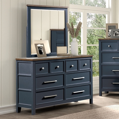 Furniture Of America Pinetop Modern Farmhouse Blue-Dark Brown Dresser Model FM7171BL-D