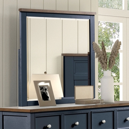 Furniture Of America Pinetop Modern Farmhouse Blue-Dark Brown Mirror Model FM7171BL-M