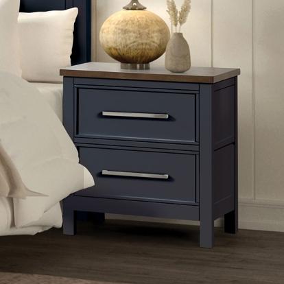 Furniture Of America Pinetop Modern Farmhouse Blue-Dark Brown Nightstand Model FM7171BL-N